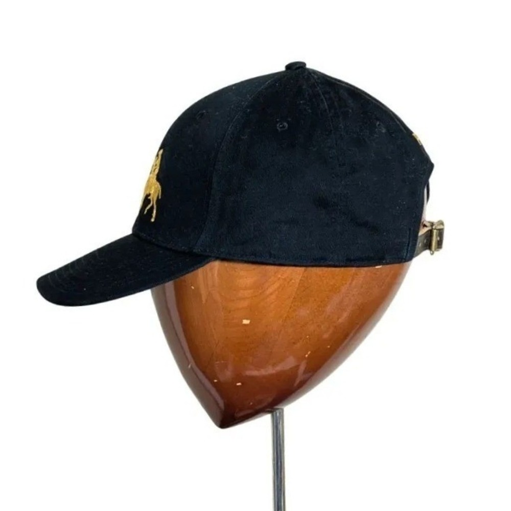 Polo Ralph Lauren Gold Triple Pony Embroidered Hat Leather Strap O/S NWT - Picture 4 of 7
